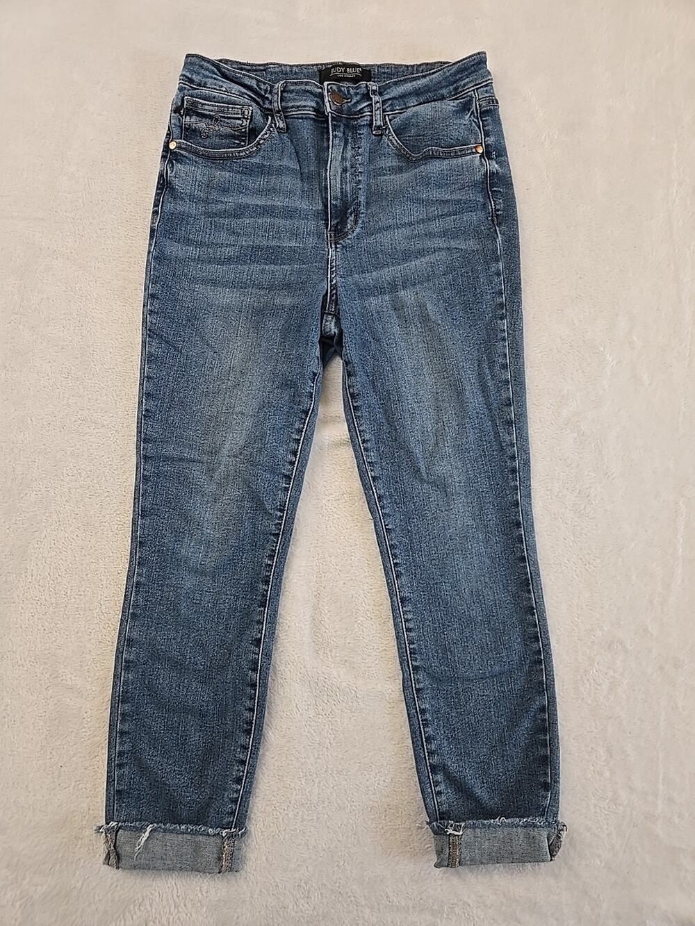 Judy Blue High-waisted Cropped Skinny Jeans Womans Sz 9/29 JB88259 Frayed Cuffs